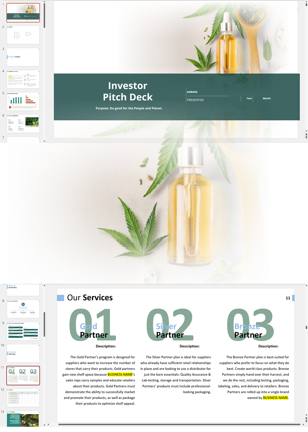 Hemp CBD Products Distribution Investor Pitch Deck Template