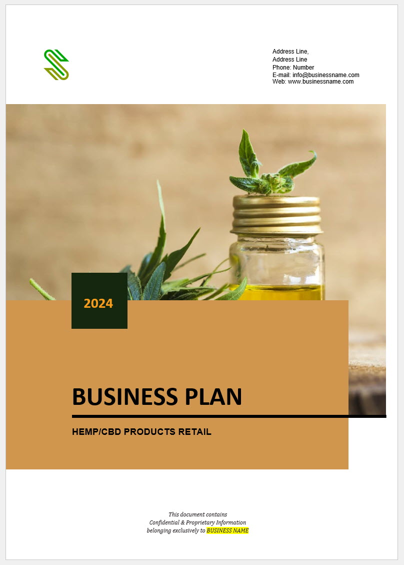 CBD Products Retail/Online Store Business Plan Template