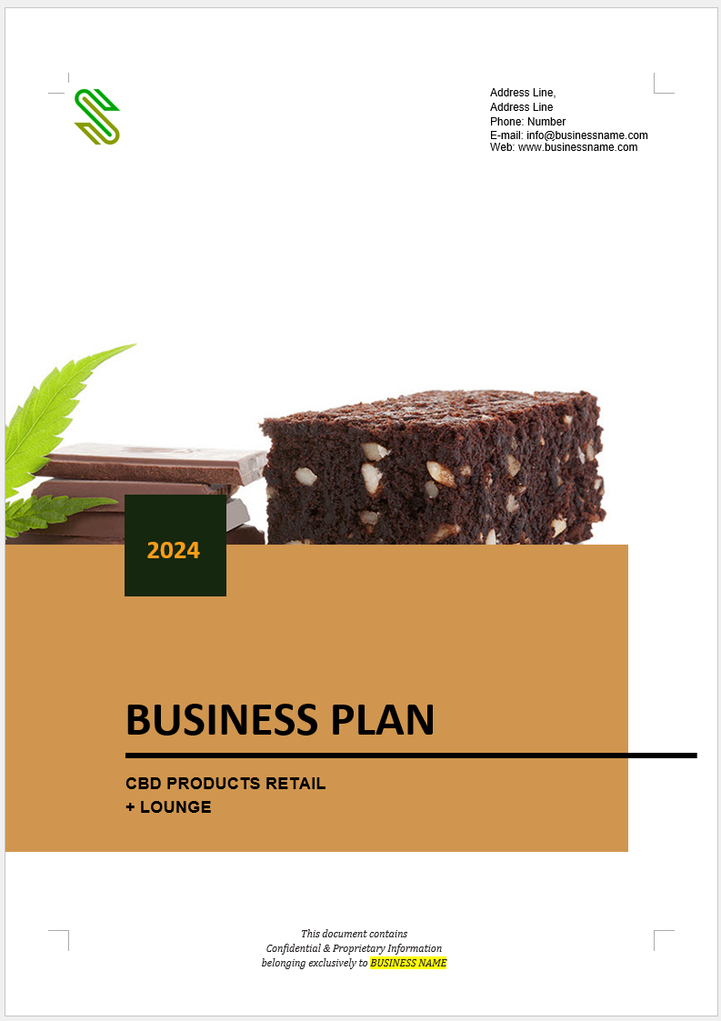 Hemp CBD Products Retail and/or Cafe Lounge Business Plan Template