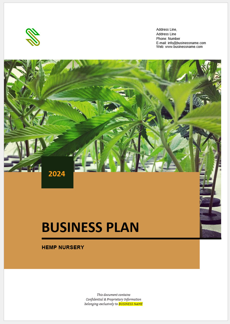 Hemp Clones and Seeds Nursery Business Plan Template