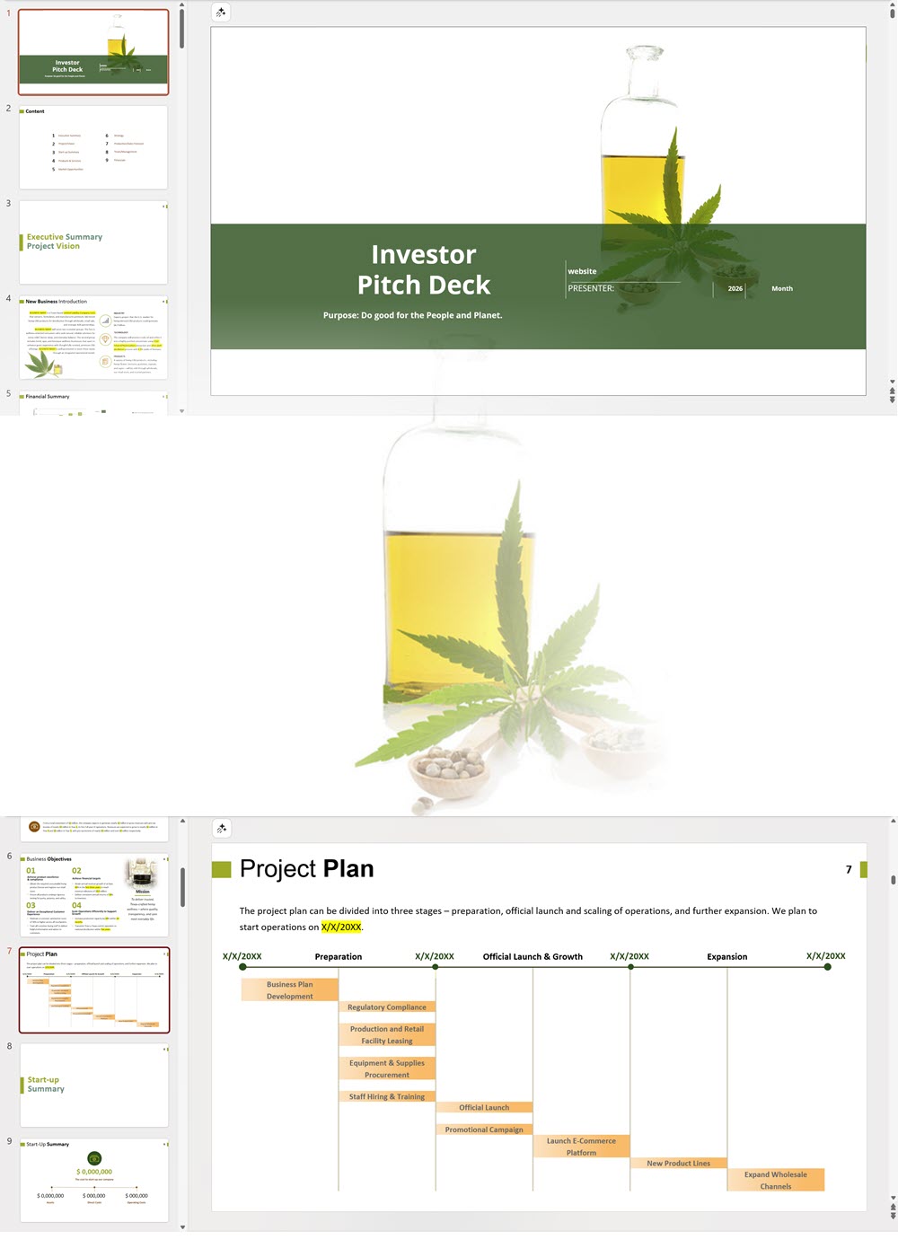 Hemp CBD Extraction, Manufacturing and Retail Investor Pitch Deck Template