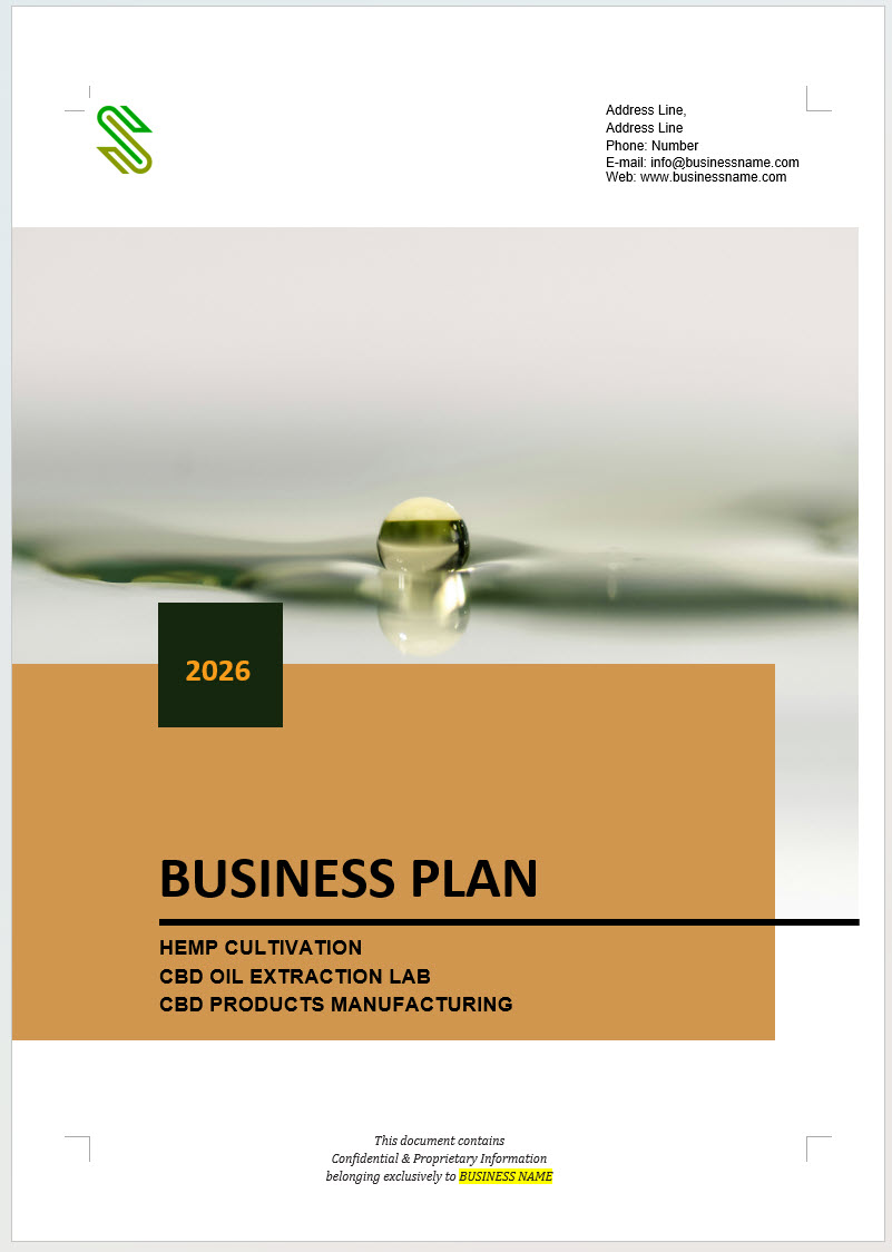 Hemp Cultivation + Extraction + Manufacturing Business Plan Template