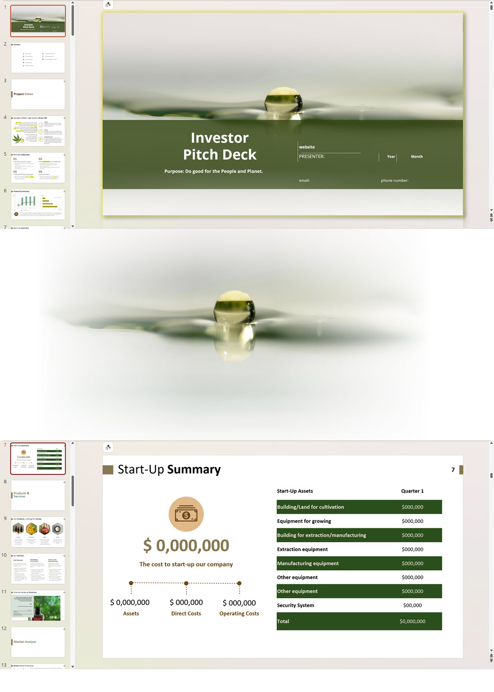 Hemp Cultivation Extraction Manufacturing Investor Pitch Deck Template