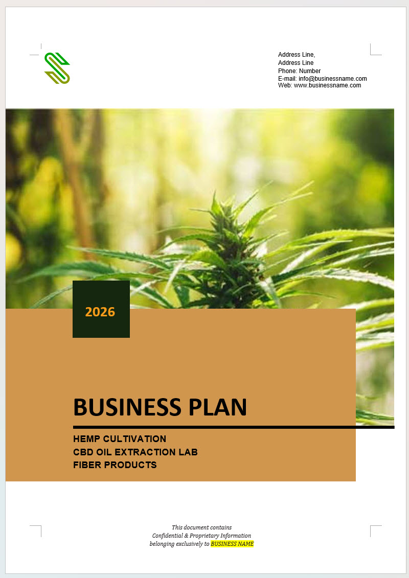 Hemp Cultivation and CBD Oil Extraction and/or Fiber Products Business Plan Template